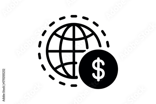 Global finance and international business icon with dollar symbol