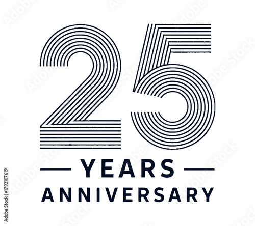 The number 25 elegantly designed with concentric lines to celebrate a significant 25 years anniversary.