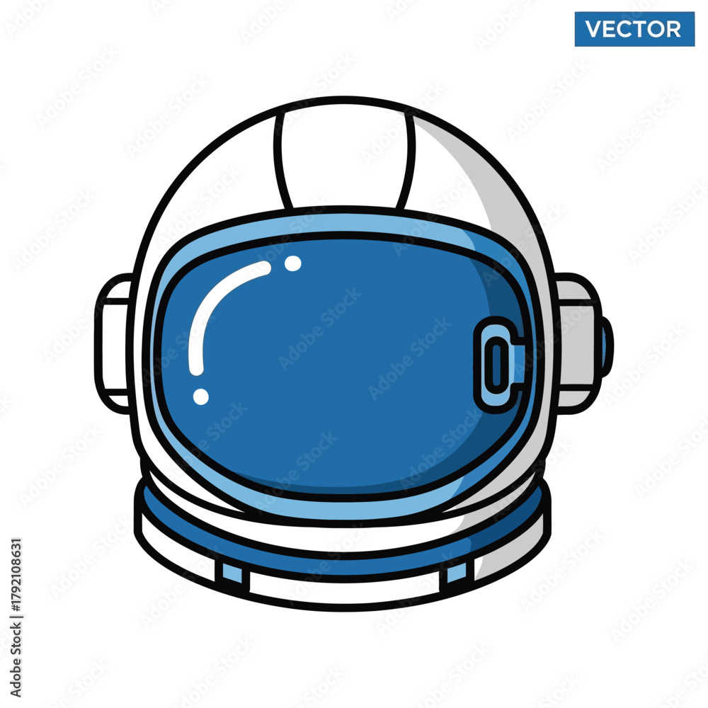 Fototapeta premium Astronaut Helmet Icon, Space Exploration, Vector Illustration, Isolated
