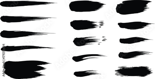 Hand drawn underline set. Black marker brush strokes, lines for emphasis. Scribble sketch, doodle highlight collection. Vector graphic design element for text. Isolated.