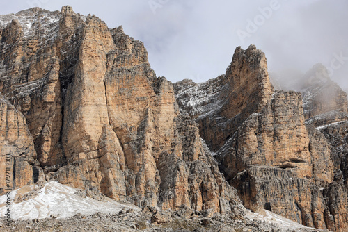 Mountain landscape at Sass Pordoi - Pordoi Pass - in the Sella Group of the Dolomites, South Tyrol, Italy