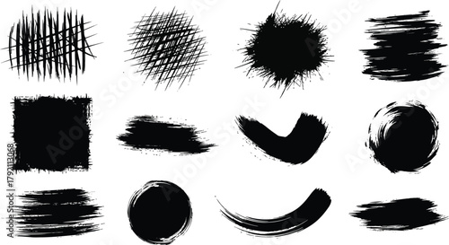 Full pack grunge textures of different types - spray graffiti, stencil lines, brush strokes, ink splashes, paint splatter. Grunge textures, great elaboration, high detail.