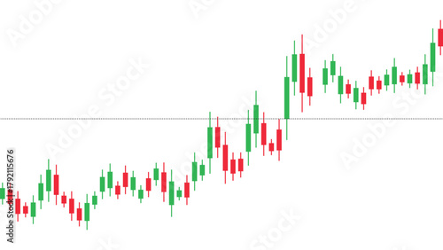 Candlestick chart showing an upward trend, indicating positive market movement and investment growth, vector illustration, financial concept