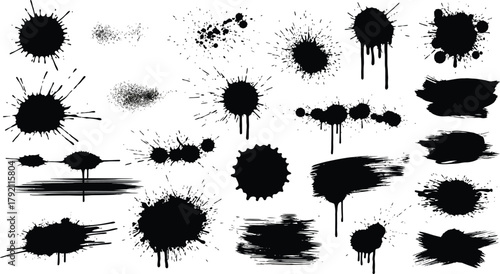 Full pack grunge textures of different types - spray graffiti, stencil lines, brush strokes, ink splashes, paint splatter. Grunge textures, great elaboration, high detail.