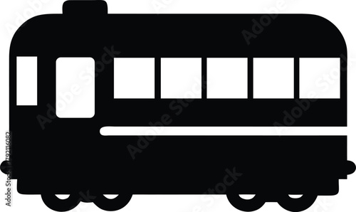 Train or tram wagon silhouette graphic design element transport icon