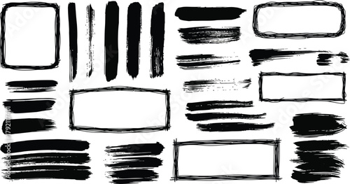 Hand drawn underline set. Black marker brush strokes, lines for emphasis. Scribble sketch, doodle highlight collection. Vector graphic design element for text. Isolated.