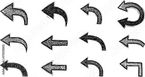 ink brush hand drawn arrows vector collection black sketch directional icons for graphic design and educational use