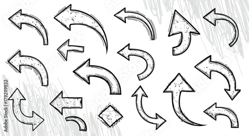 ink brush hand drawn arrows vector collection black sketch directional icons for graphic design and educational use