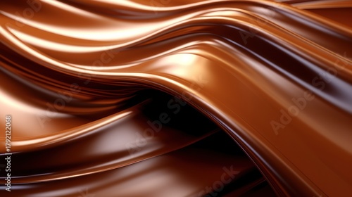 liquid chocolate waves, silky smooth texture, rich caramel hues, abstract fluid dynamics, digital art, 8K, volumetric lighting, highly detailed
