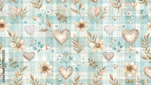 vintage pastel watercolor pattern soft plaid background in warm peach and cream tones Vector background 