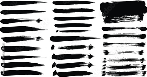 Hand drawn underline set. Black marker brush strokes, lines for emphasis. Scribble sketch, doodle highlight collection. Vector graphic design element for text. Isolated.