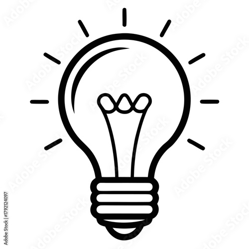 Simple black and white light bulb icon symbolizing ideas