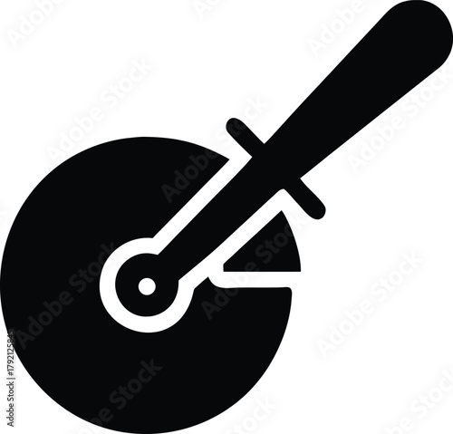 Pizza cutter kitchen utensil icon for slicing food, cooking, and delivery concept