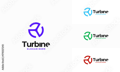 Modern Spinning Turbine logo designs concept, Wind Power energy Technology logo