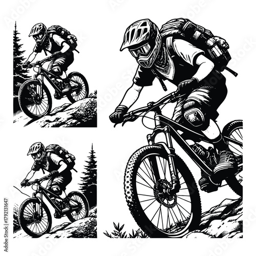Monochrome MTB Rider Graphics