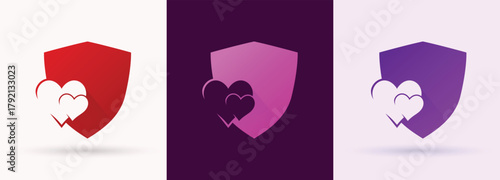   Shield Heart Swoosh Logo Security Protection Safe Trust Charity Service Brand Icon
