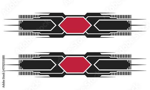 Racing stripes and car decal vector set, sport vehicle wrap templates for performance cars, automotive modification, tuning design, and custom vinyl graphic decoration