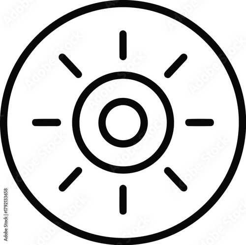 Sun icon, a symbol of light, warmth, and energy