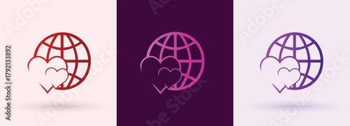   Globe Heart Swoosh Logo Global Earth World Network Charity Travel Friendly Icon
