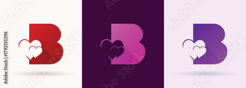   Letter B Heart Swoosh Monogram Logo Alphabet Initial Brand Charity Friendly Icon
