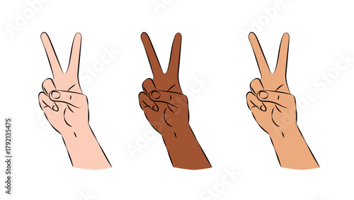 Flat V-Sign Hand Gesture A clean flat style vector illustration of a hand making the V sign The simple design represents Victory Peace or the number two
