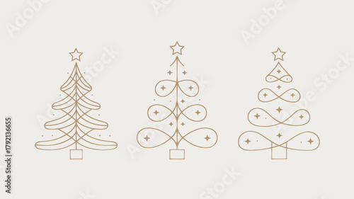 Minimalistic Christmas Tree Line Art Designs