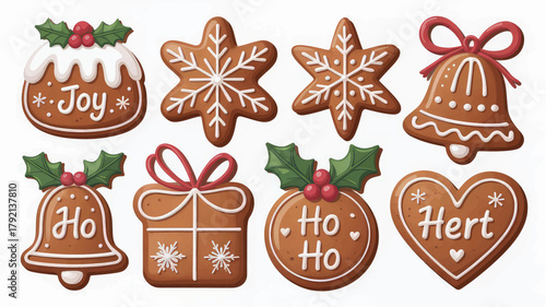 Festive Gingerbread Cookies with Christmas Messages and Decorations