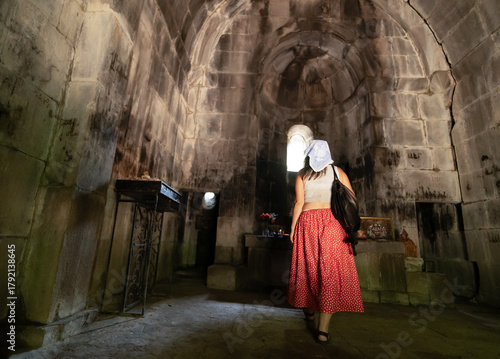 woman solo visit the Jukhtak Vank is an 11th-century monastery in Dilijan, Armenia