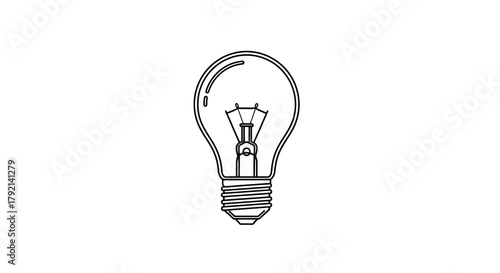 Light Bulb Outline Drawing on White Background Idea