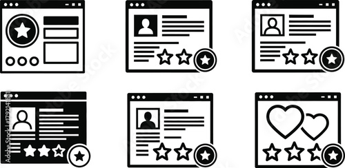 Customer feedback and rating icons for websites and apps