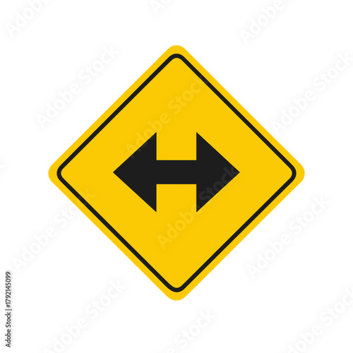 Warning road sign indicating two-way traffic ahead  