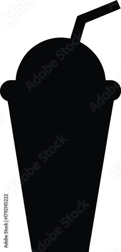Black Silhouette of Iced Drink Cup Vector