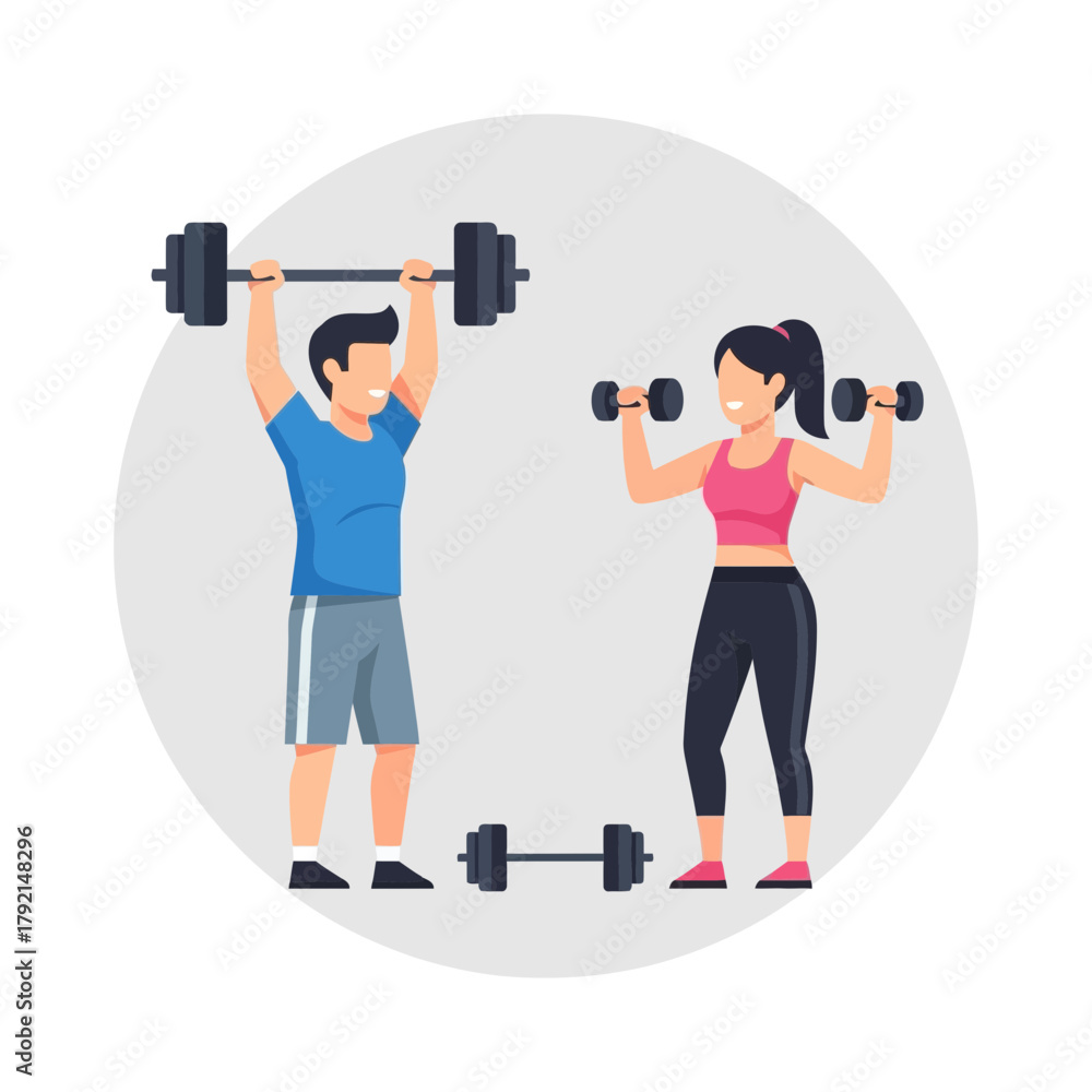 Fototapeta premium People lifting weights fitness exercise training gym workout healthy lifestyle strong.