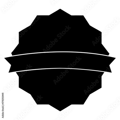 Elegant Dodecagon Frame with Vibrant Ribbon on White Background.