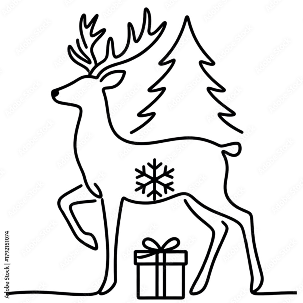 Fototapeta premium christmas reindeer with gift boxes