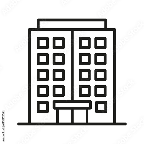 Multistore building black line icon. Building with several floors at different levels above the ground. apartment building icon, apartment building vector illustration simple illustration of apartment