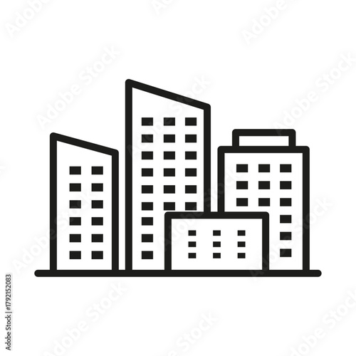 Multistore building black line icon. Building with several floors at different levels above the ground. apartment building icon, apartment building vector illustration simple illustration of apartment