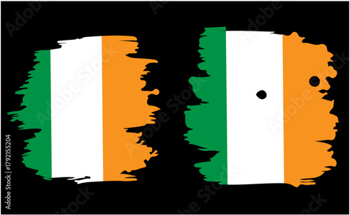 Collection of irish flag designs in various colors and styles for graphic projects