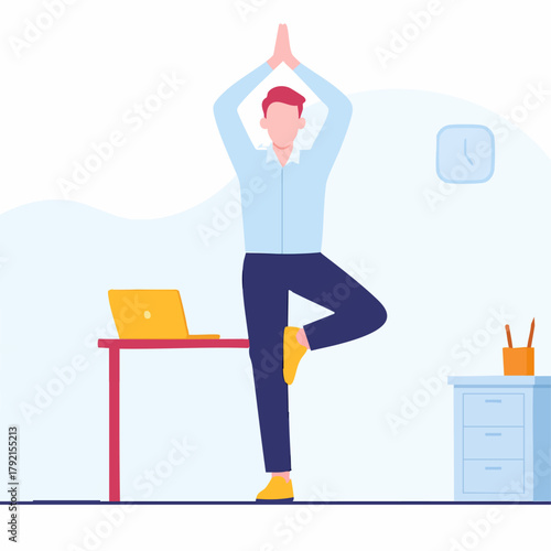 Office Worker Practicing Yoga For Better Focus
