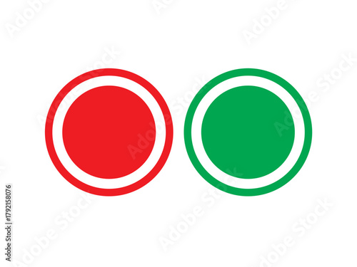 Recording status buttons featuring bright red and green circular symbols set against a clean white background.