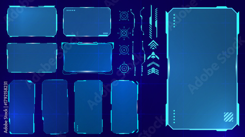 Advanced Tactical HUD Targets and Holographic Frames Pack. An advanced tactical HUD pack including target reticles, holographic screen frames, and digital overlays.