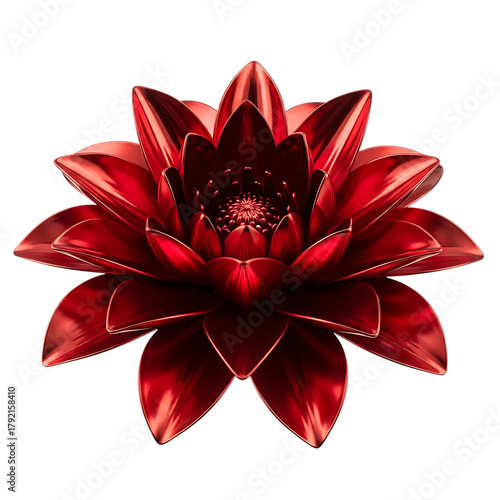 Stunning metallic red lotus flower bloom symbolizing luxury and elegance