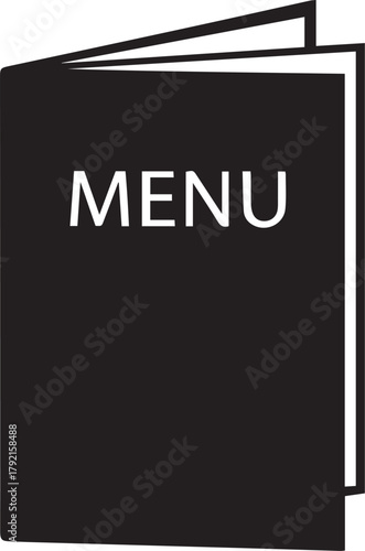 Black Menu Silhouette Icon – Restaurant Booklet Vector for Food Service, Dining, and Hospitality Design