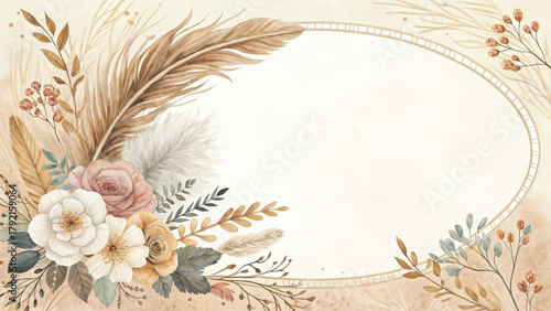 A winter watercolor frame with pinecones Vector background 
