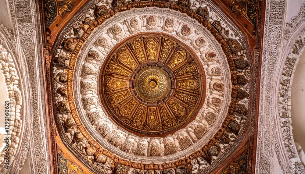 Obraz premium Ornate, layered ceiling with concentric circles and patterns