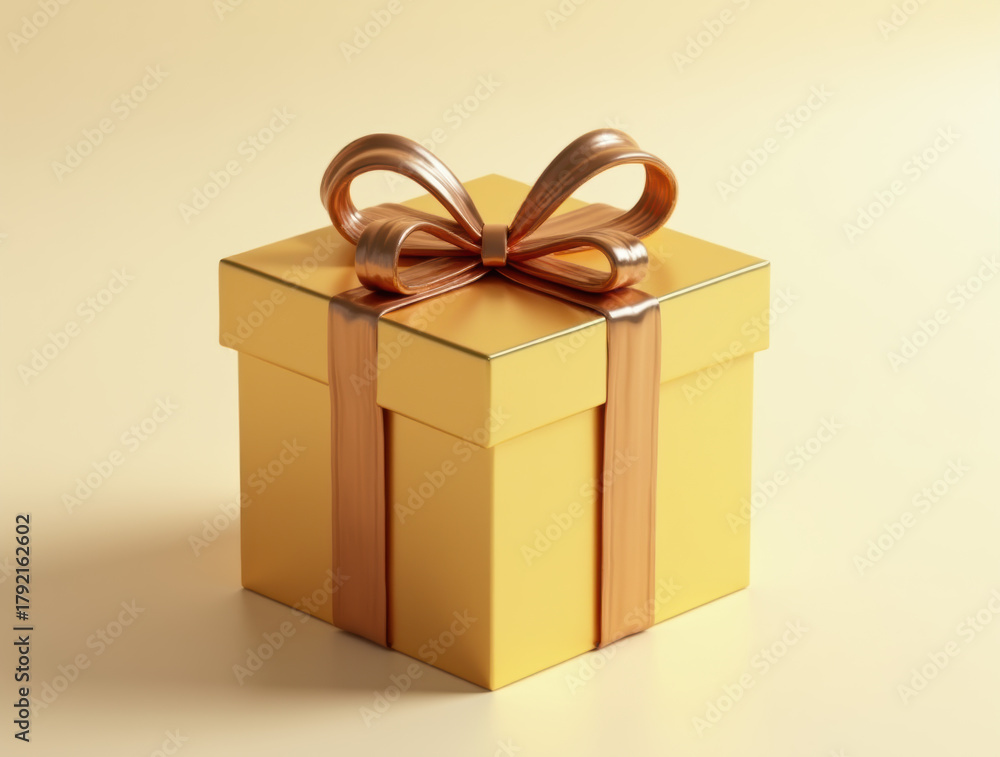 Obraz premium Luxury Golden Present With Bow Isolated.