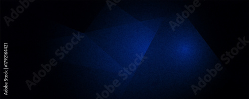 Black dark navy blue silver abstract pattern background. Geometric shape. Line triangle angle fold polygon diamond 3D. Color gradient ombre. Rough grain noise