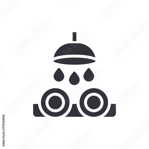 Dishes Under Shower Head Solid Icon For Home Cleaning