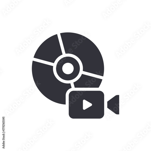 Media Disc With Video Camera Symbol Graphic Illustration