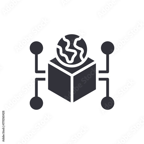 Connected World Data Transmission Solid Vector Icon